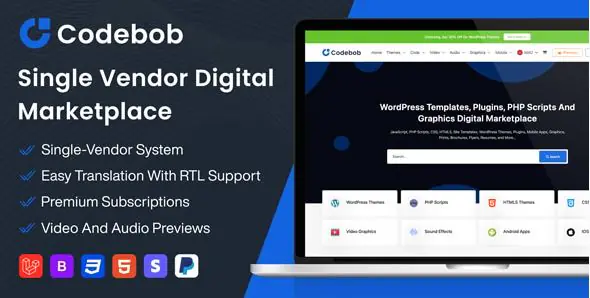 Codebob v1.1 Nulled – Single-Vendor Digital Marketplace (SAAS Ready) PHP Script