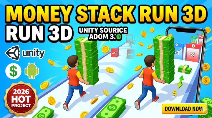 Money Stack Run 3D Unity Project with AdMob Ads Source Code