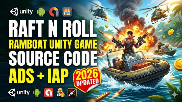 Raft N Roll – Ramboat Unity Game Source Code with AdMob Ads & IAP