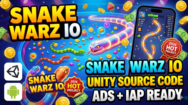 Snake Warz IO Slither Complete Game Template with AdMob and IAP