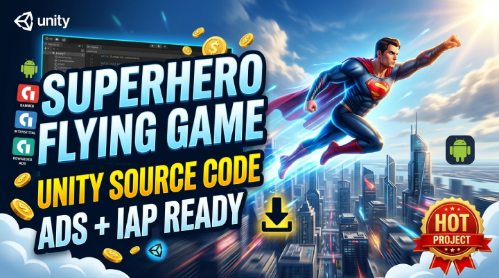 Superhero Flying Unity Game Template with AdMob Ads